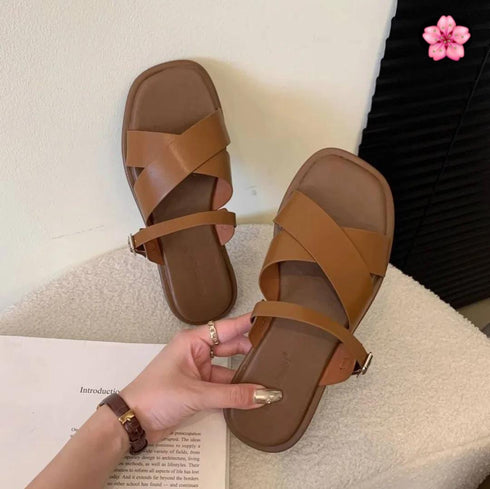 Criss Cross Strap Slid On Flat